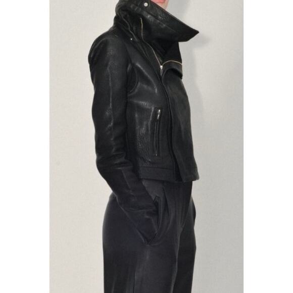 VEDA Max Classic Bubble Leather Jacket Bordeaux - Picture 6 of 16